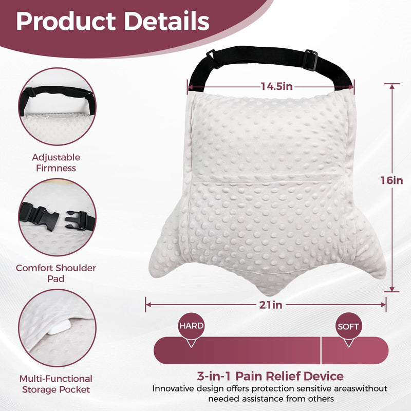 [Australia] - Hysterectomy Pillow with Pockets for Ice/Hot Packs, Abdominal Surgery Recovery Pillow for Women, Post-Surgery Support for Tummy, C-Section, Mastectomy, Heart Surgery, Ideal Recovery Gift (Off-White) 