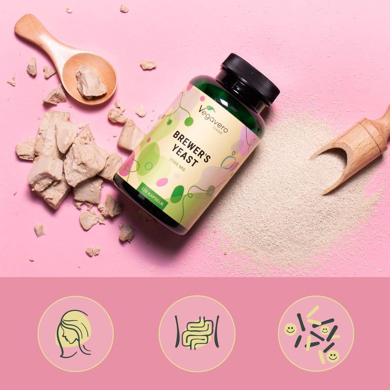 [Australia] - Brewer's Yeast 2500 mg | With biotin for healthy skin, hair and nails | 100% natural without additives| Laboratory tested | German production | 120 high-dose capsules | Vegan | Vegavero® 