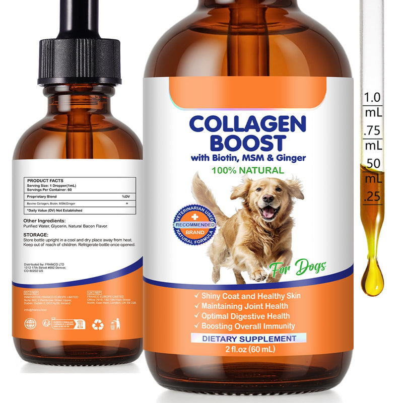 Liquid Collagen for Dogs, with Biotin and Ginger, 60ml