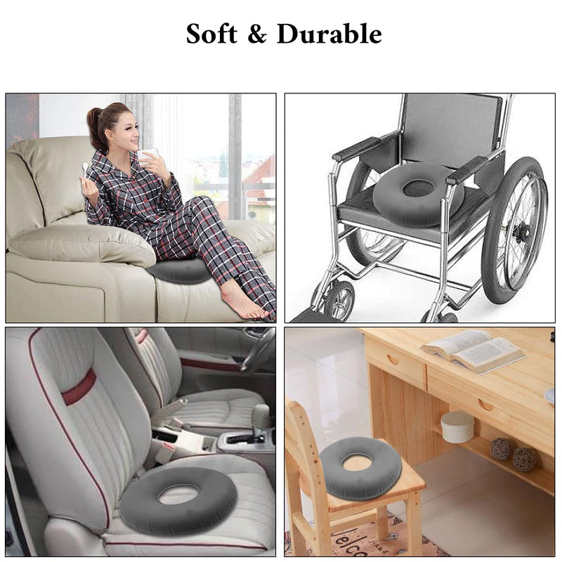 [Australia] - Inflatable Ring Cushion Hemorrhoid Seat Pillow Round Wheelchairs Seat Cushion Ring Pillow Cushion Relieve Coccyx & Tailbone Pain for Home, Car or Office (Gray) Gray 