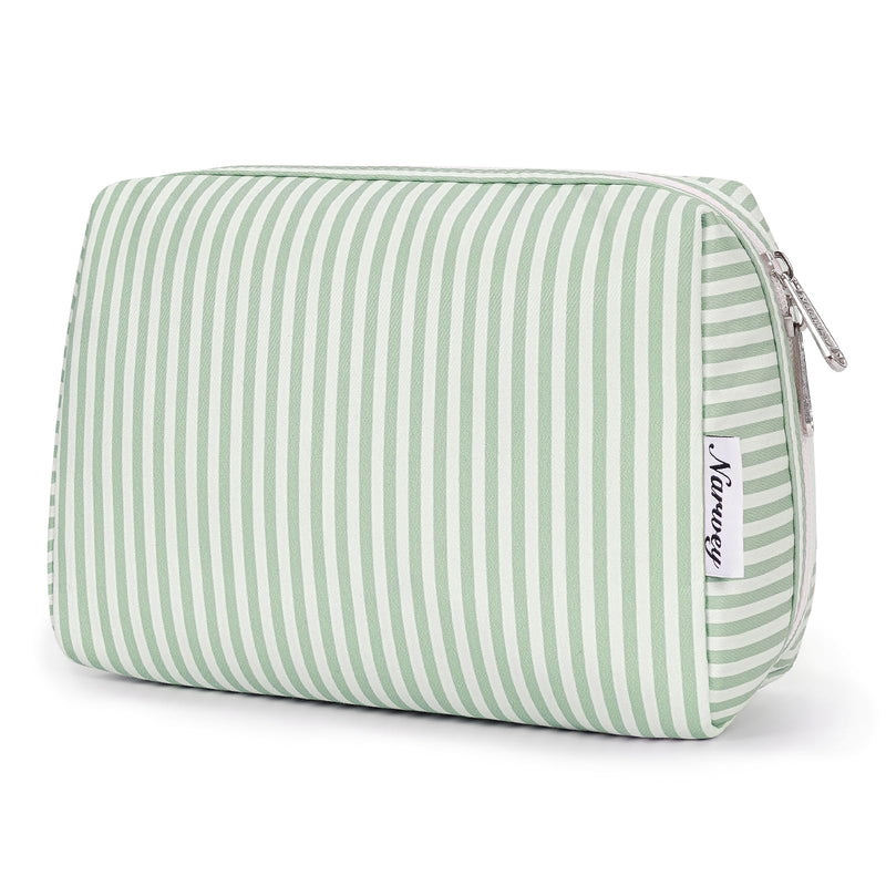 Narwey Striped Hanging Travel Toiletry Bag + Makeup Bag with Compartments for Women Girls