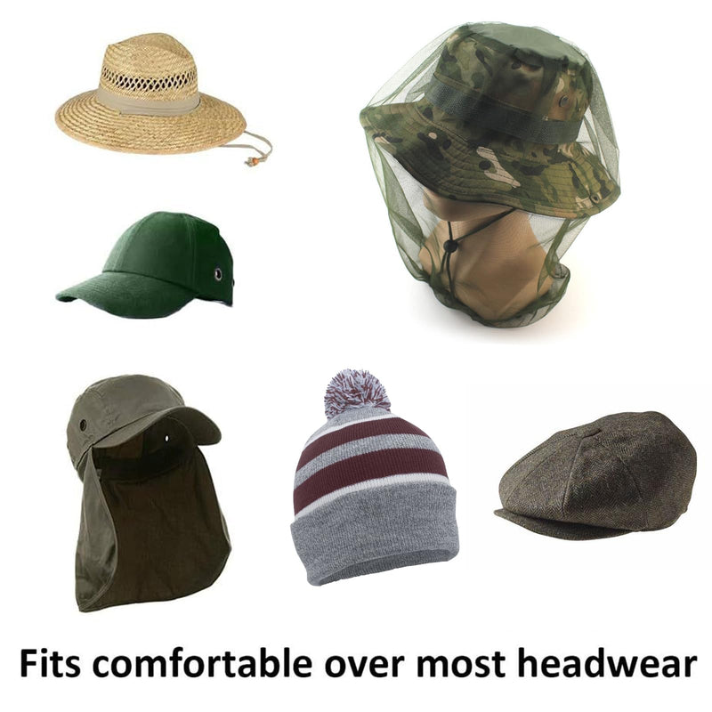 [Australia] - Mosquito Head Net Head Mesh with Extra Fine Holesfor Protecting from Insect Bug Bee Mosquito Gnats, Face Netting for Camping/Hiking/Fishing 