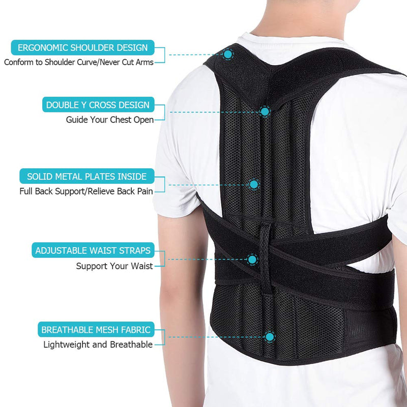Shoulder and Back Support, Posture Corrector for Men and Women, Adjustable Back Brace Back Support with Back Shoulder Lumbar Waist Support Belt, Prevent Slouching, Relieve Back Pain (X-Large)
