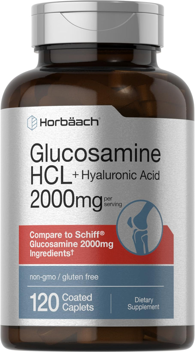 [Australia] - Horb√§ach Glucosamine HCL | with Hyaluronic Acid | 2000mg | 120 Coated Caplets | Non-GMO & Gluten Free Supplement 120 Count (Pack of 1) 