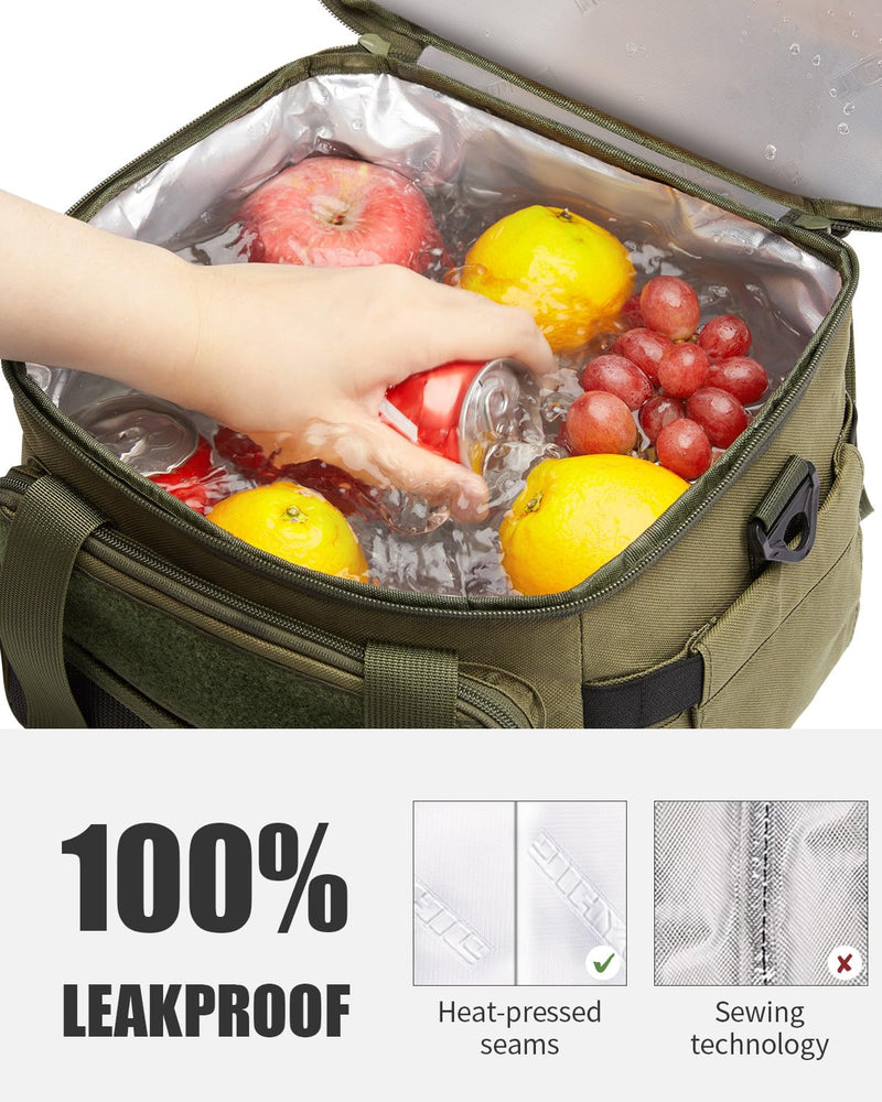[Australia] - JOYHILL 18L Tactical Lunch Box - Insulated, Leakproof, and Expandable Double-Deck Cooler Bag for Work, Camping, Picnic - Durable Black Lunch Bag for Adults G-Black 