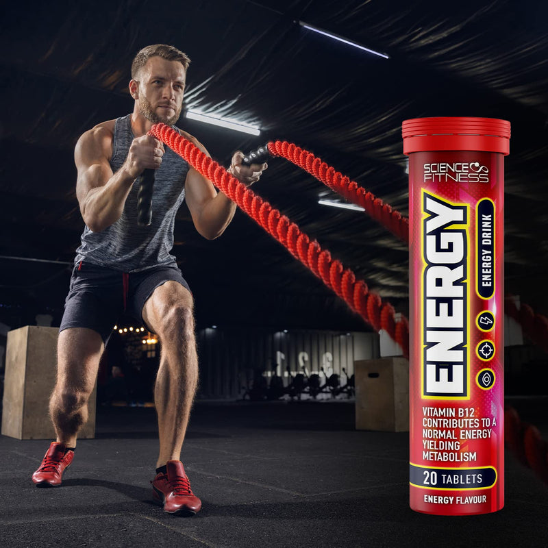 Energy Effervescent Tablets with Caffeine & Taurine by Science Fitness - for Improved Energy, Vision & Concentration - Contains Niacin, Pantothenic Acid, Vitamin B6 & B2-20 Tablets (6 Tubes) 6 Tube