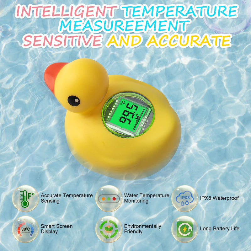 [Australia] - Rechargeable Baby Bath Thermometer Duck Digital Floating Shower Thermometer Fast Temperature Reading Safety Newborn Bath Time Toy by AXHHTVCGY 