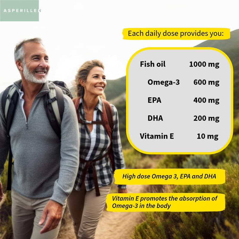 Omega 3 Gummies Adult Lemon Flavour with Vitamin E - Wild Fish Oil High Strength Omega 3 Fatty Acids, EPA & DHA - Supports Heart, Brain and Vision - No Fishy Taste, Gluten-Free, Non-GMO, 60 Gummies