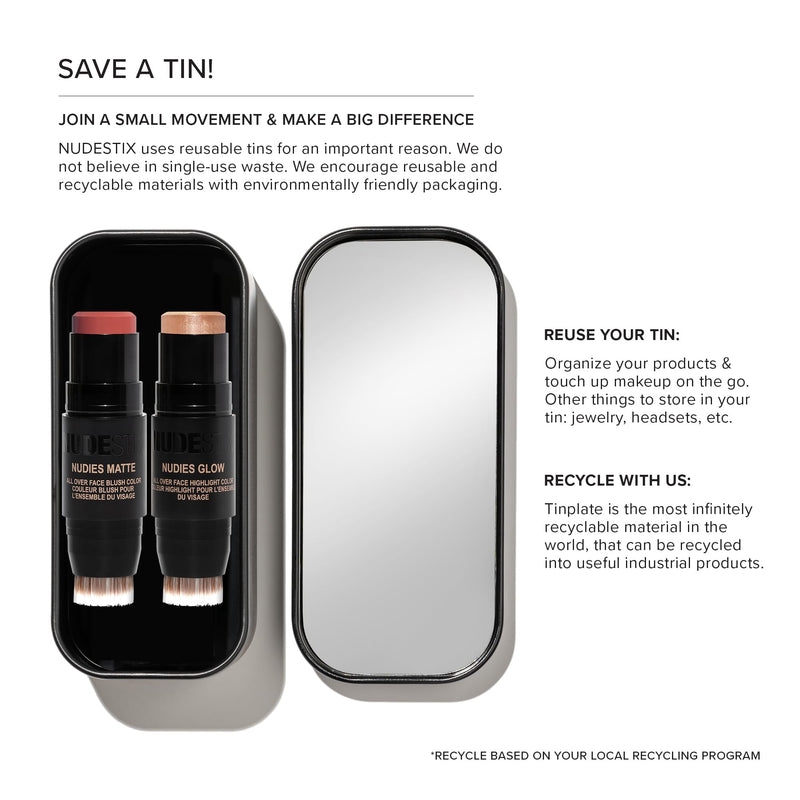 [Australia] - Nudestix Baby Nude Skin Kit – Full-Size Cream Blush & Highlighter Stick Duo for Natural Glow | Multi-Use Makeup for Cheeks, Lips & Eyes | Vegan, Cruelty-Free, Clean Beauty Essentials 