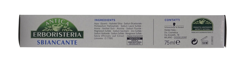 [Australia] - Antica Erboristeria: "Sbiancante" Whitening Toothpaste - 2.5 Fluid Ounces (75ml) Tubes (Pack of 2) [ Italian Import ] 
