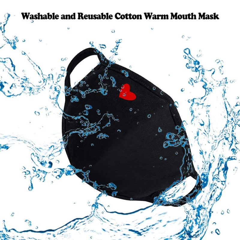 [Australia] - Fashion Cute Heart Face Protection with Adjustable Nose Bridge - Mothers Day Gifts, Gifts for Women, Unisex Cotton Cloth Heart Masks, Washable Reusable Warm for Outdoor Activities Pack of 3 