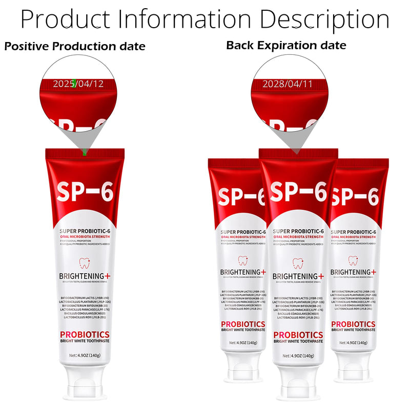 [Australia] - SP-6 Probiotics Whitening Toothpaste - Probiotics for Teeth Whitening and Gum Health - Enamel-Safe, Fluoride-Free, Double Mint Flavor,Fresh Breath (3PCS) 3 