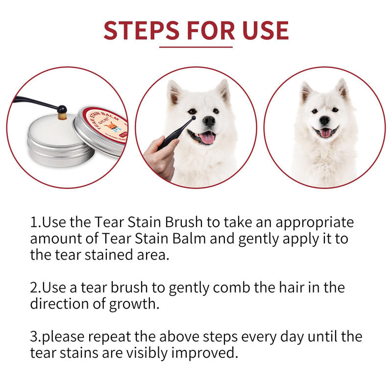 Natural Pet Tear Stain Remover Balm with Professional Brush – Safe, Gentle & Effective Eye Care for Dogs & Cats, Removes Tear Stains, Reduces Redness, Protects Sensitive Eyes, 1 oz - PawsPlanet Australia
