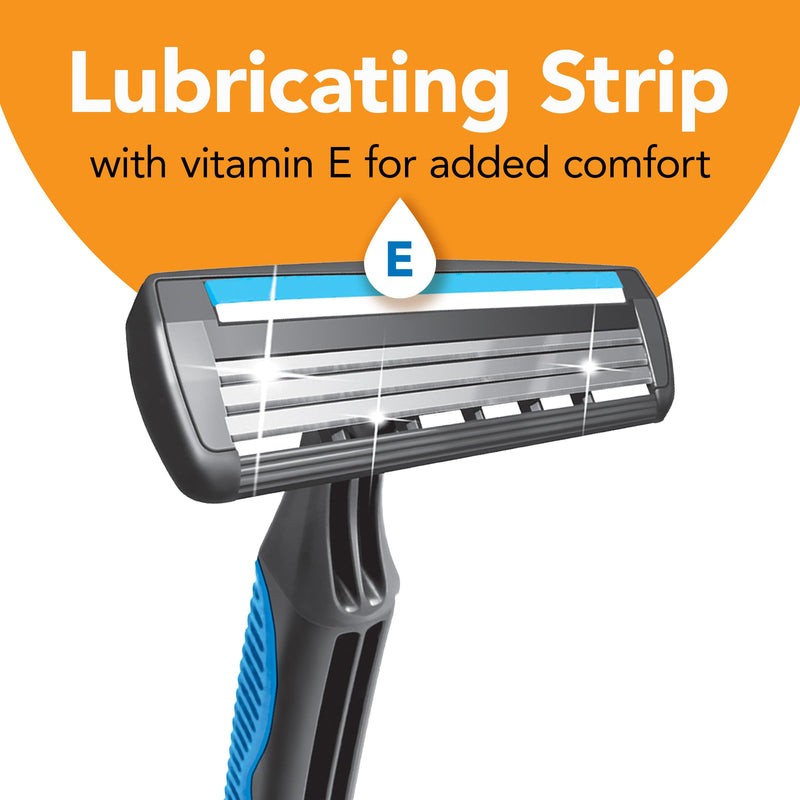 BIC Comfort 3 Disposable Razors, Long-Lasting 3-Blade Shaving, 1-Count | Single Razor Designed for a Smooth Shave | Textured Anti-Slip Grip for Comfort | Lubricating Strip with Vitamin E 1 Count (Pack of 36)