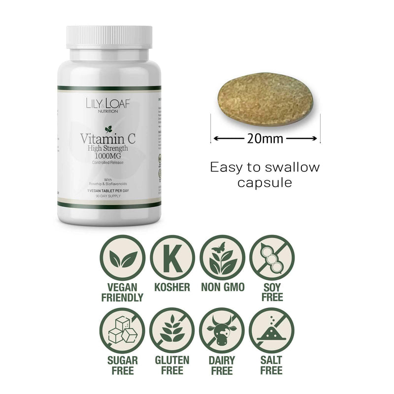 Lily & Loaf Vitamin C High Strength 1,000mg – Controlled Release (90 Tablets)