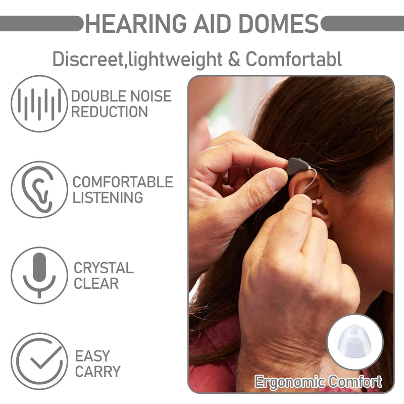 30 Pcs Hearing Aid Domes for Oticon, 8mm Double Vent Bass Domes Hearing Aid Accessories Compatible with Oticon Minifit (White)
