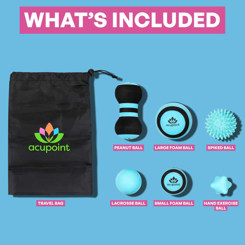 [Australia] - Massage Ball Set 6 Physical Therapy Balls (Green) with Physical Therapy Balls for Post Workout (Blue) 