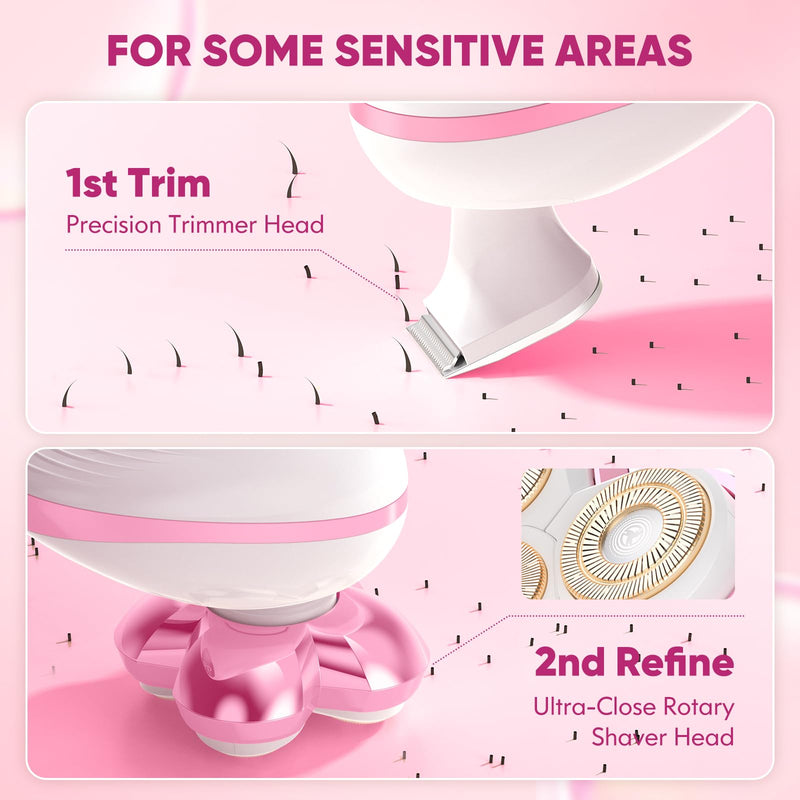 [Australia] - Electric Razors for Women - Upgraded Magnetic Electric Shaver for Women, Cordless Painless Hair Remover for Legs Bikini Face, Lady Trimmer for Sensitive Skin, Detachable and Waterproof, Pink 
