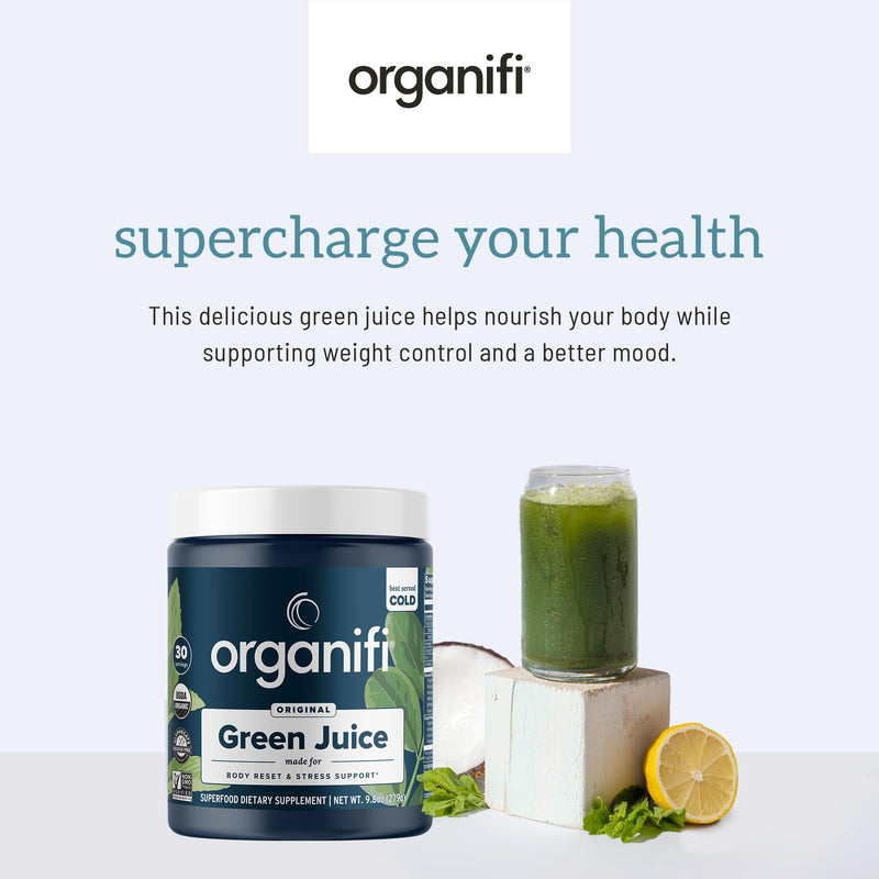 [Australia] - Organifi Green Juice - Powder Supplement with Organic Spirulina, Ashwagandha, and Chlorella - Helps Achieve Fitness Goals and Reduce Cortisol Levels, 30-Day Supply Original Green Juice 