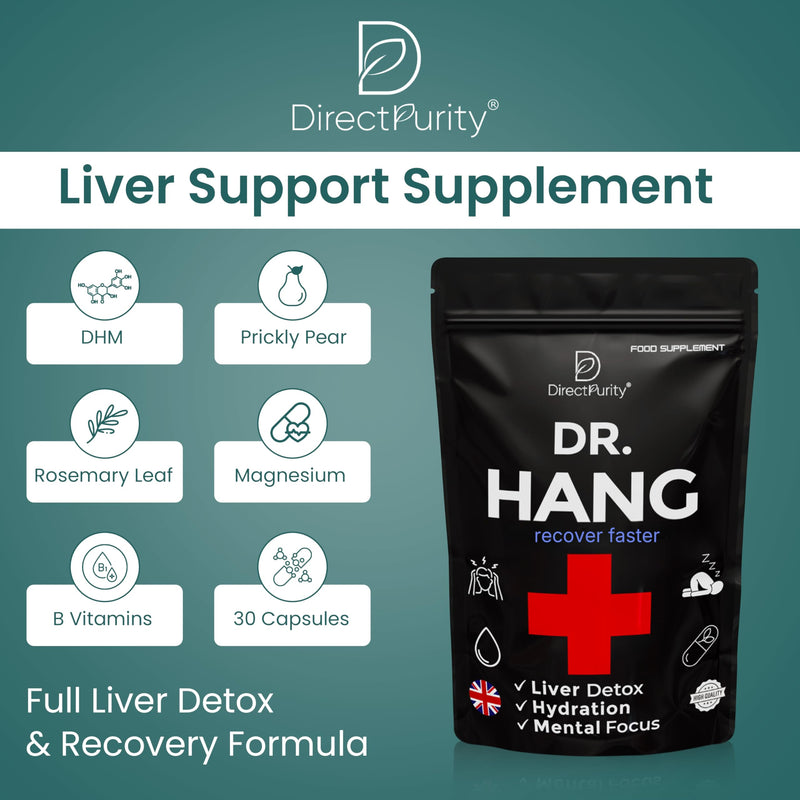 Dr. Hang, Recover Faster with Natural Remedies Liver Detox Supplement with DHM + Vitamins Bs with Magnesium and Rosemary Leaf 30 Capsules, Vegan