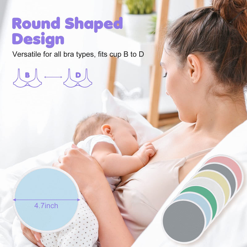 [Australia] - Nursing Pads 14PCS Reusable Breast Pads for Breastfeeding, Maternity Breastfeeding Pads With Wash Bag & Carry Bag, 4.7Inch Washable Organic Breastfeeding Pads,Nipple Pads for Breastfeeding Essentials Multicolor 