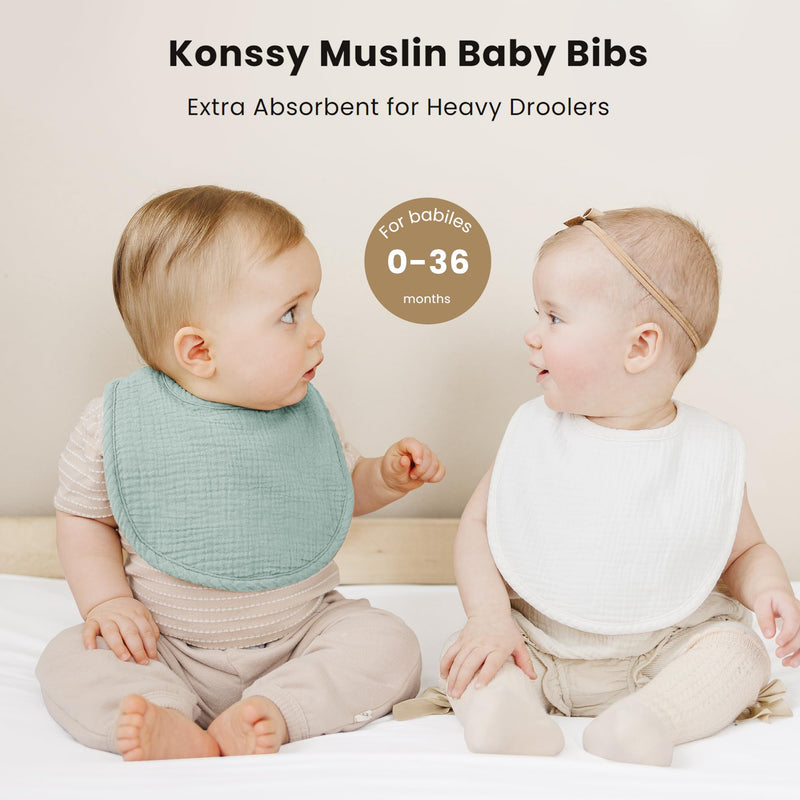 [Australia] - Konssy Muslin Baby Bibs 8 Pack Baby Bandana Drool Bibs Cotton for Unisex Boys Girls, 8 Solid Colors Set for Teething Drooling Blue 