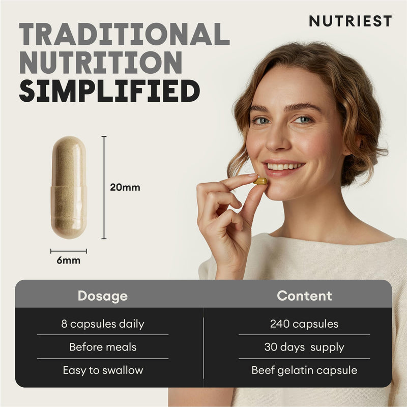 Nutriest 6-in-1 Ultimate Organ Complex (240 Capsules) – Halal Beef Organ Supplement | Organic Grass-Fed Beef from Europe | Energy, Immune System & Vitality