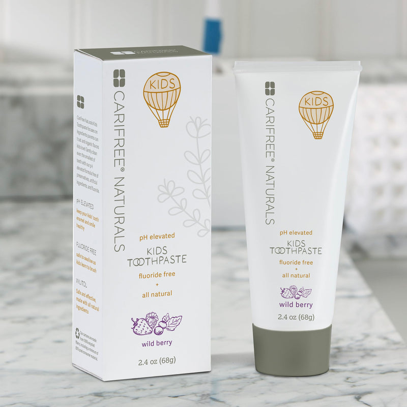 CariFree Naturals Kids Toothpaste | Fluoride-Free, 40% Xylitol, Organic Wild Berry Flavor, pH Elevated, Safe if Swallowed, Sugar-Free, 2.4 oz, Dentist Developed 2.4 Ounce (Pack of 1)