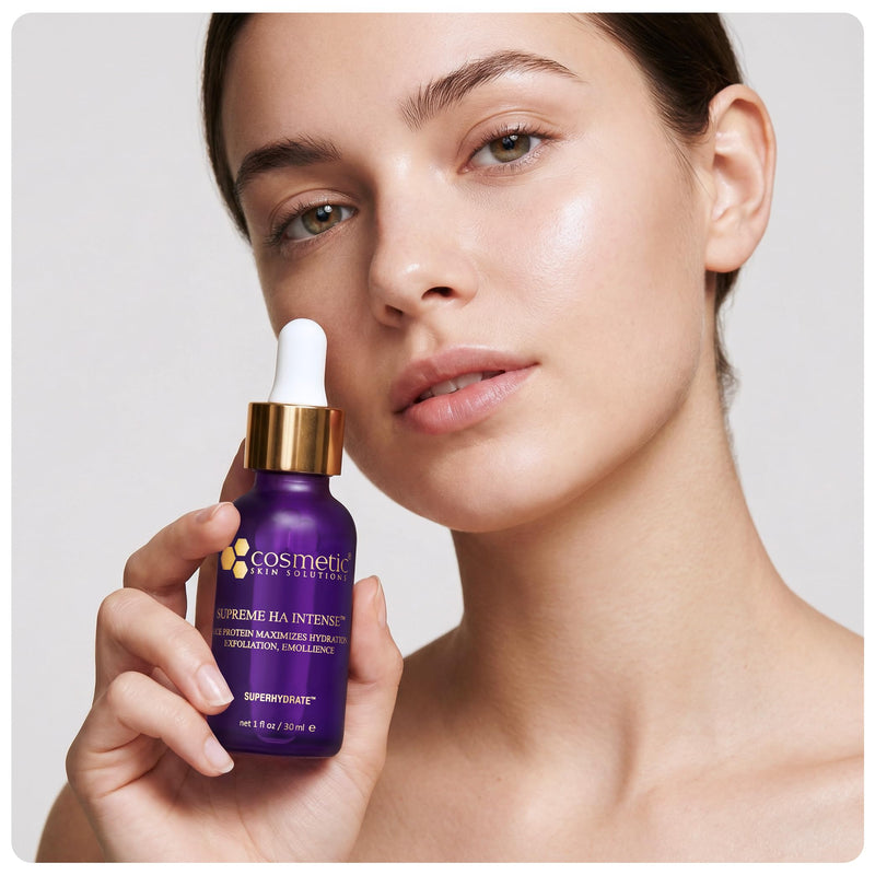 Supreme HA Intense – Hyaluronic Acid Serum with Vitamin E, Purple Rice Extract, Mandelic & Malic Acids – Hydrating and Smoothing Face Serum for Radiant Looking Skin – 1 fl oz