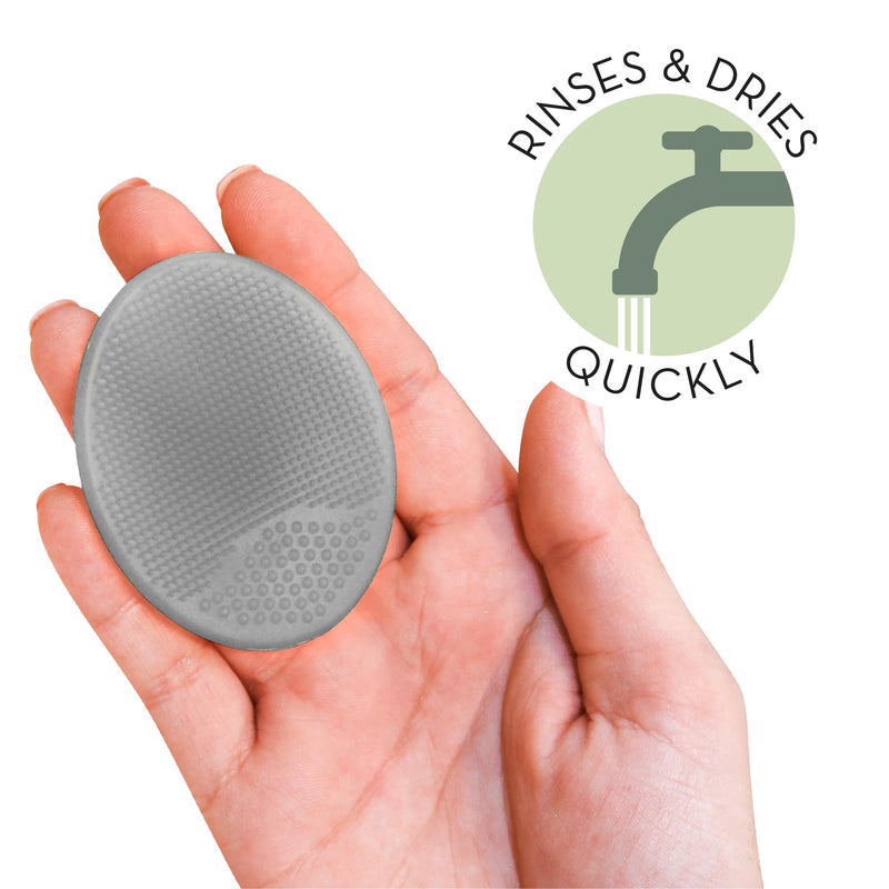 [Australia] - S&T INC. Exfoliating and Massaging Cradle Cap Bath Brushes for Baby, Silicone - 2 Inch x 2.5 Inch, Grey and Teal, 2 Pack 