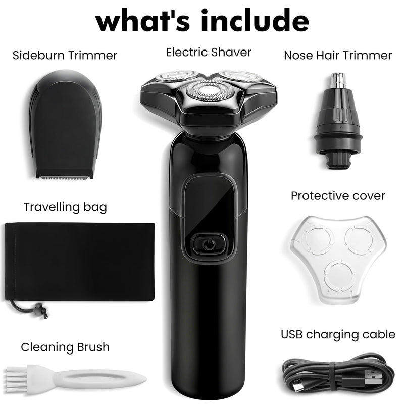 [Australia] - Electric Razor for Men Flynth 3-in-1 Cordless Shaver 3-Blade Rotary Shavers Wet/Dry for Beard Nose & Face, IPX7 Waterproof Fast Charge Travel Trimmer Grooming Set 