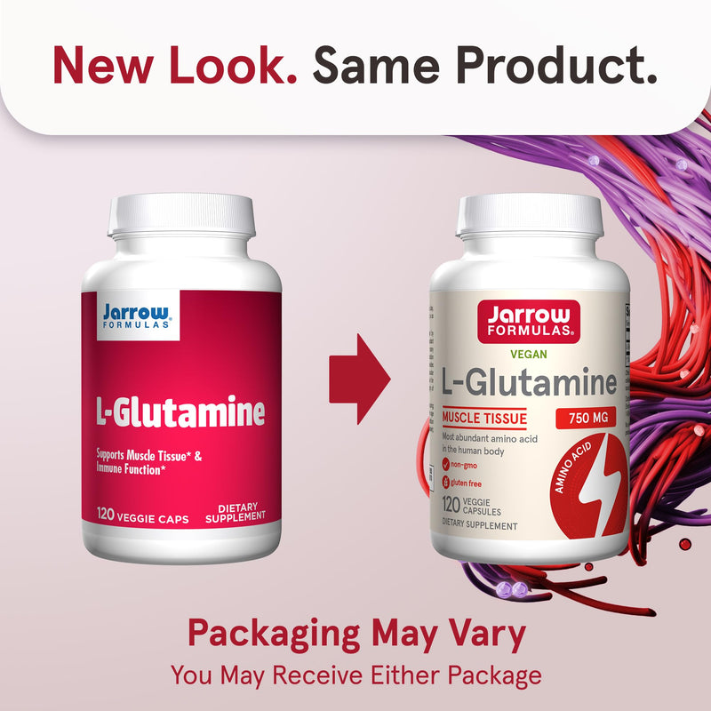 [Australia] - Jarrow Formulas L-Glutamine 750 mg, Dietary Supplement, Immune and Muscle Support, 120 Veggie Capsules, Up to 120 Day Supply 