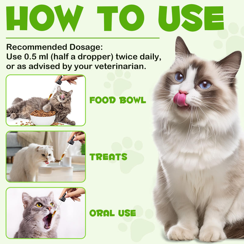 Probiotic for Cats, Natural 3 in 1 Cat Probiotic Drops Helps to Relieve Diarrhea, Supports Gut Health, Itchy Skin Relief, Allergies & Immunity, Digestive Enzyme Cat Supplement Drops - 60 ml / 2 fl.oz - PawsPlanet Australia
