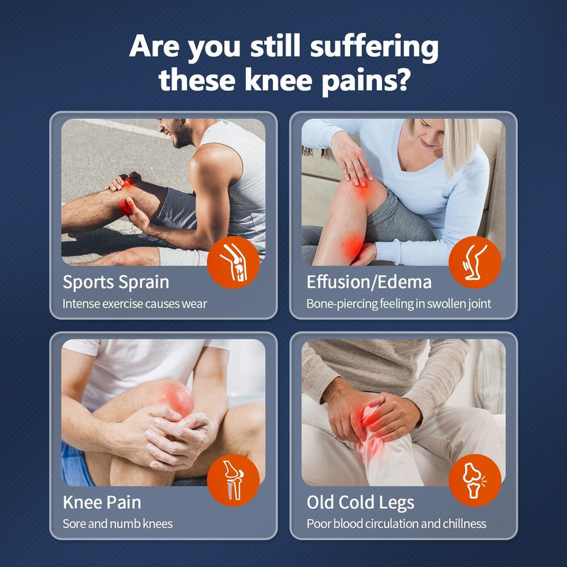 [Australia] - LIARTY Knee Massager Joint Pain Relief 3 Heat Levels, Red Light Knee Massager, Wireless Knee Massager with Heat and Vibration Massage for Relief, Silver Silver 