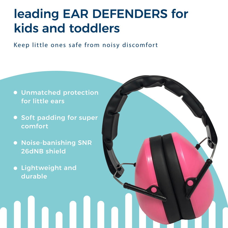 [Australia] - BANZ Kidz Earmuffs 2 Years & Older - Loud Noise Cancelling Kids Headphones & Toddler Ear Muffs, Size Adjustable Pink 