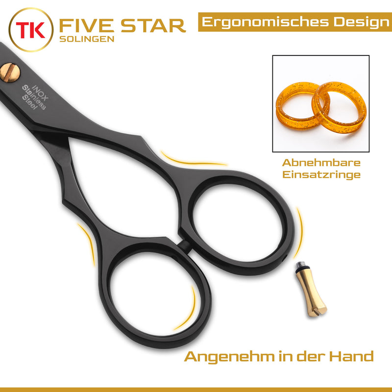 [Australia] - TK FIVE STAR SOLINGEN® Supra Premium 7" extra sharp hairdressing scissors hair cutting scissors for women men hairdressers and salons for fine and strong hair rustproof 7 inch titanium black 