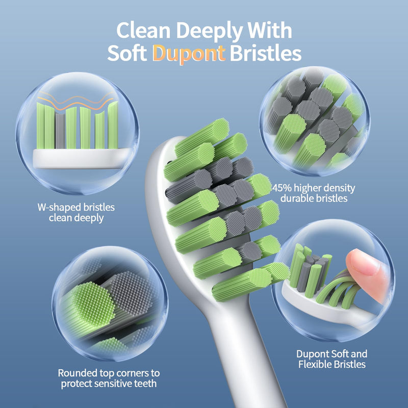 Electric Toothbrush for Adults, 42000 VPM Deep Clean Sonic Toothbrush with 6 Brush Heads, 4 Modes, 120-Day Battery Life, IPX7 Waterproof Rechargeable Toothbrushes Built-in Smart Timer (White)