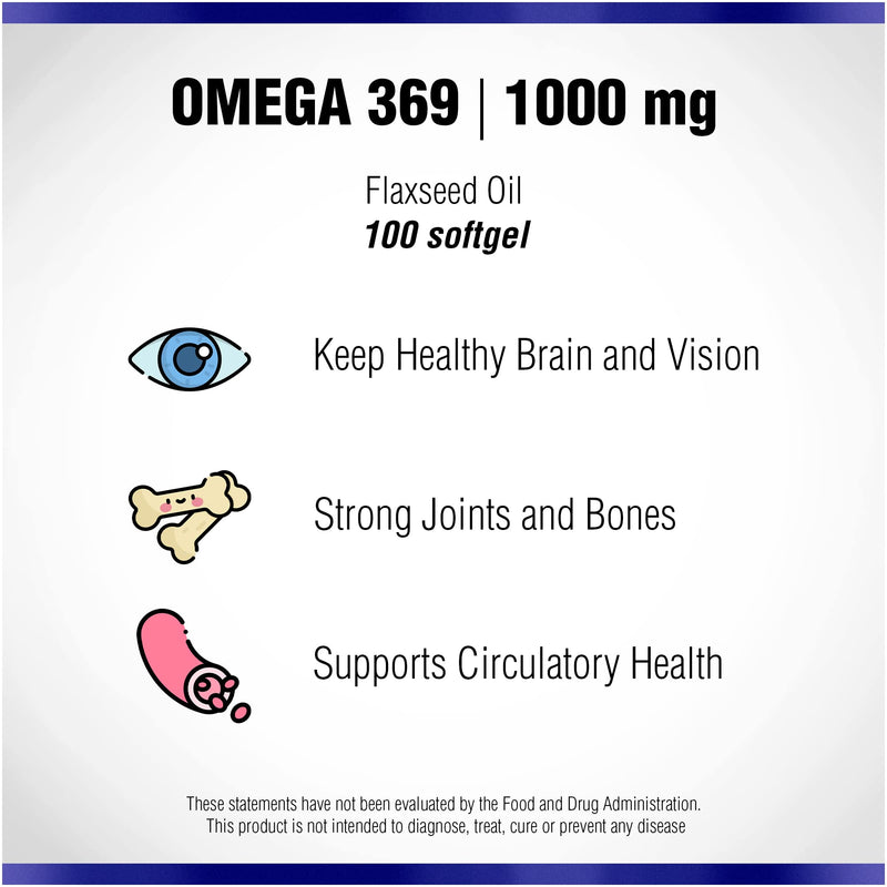 [Australia] - Omega 369 1000 mg 100 Softgels by Natural Systems - Triple Omega 3 6 9 Flax Seed Oil Supplements - Flax Seed Oil Omega 3 6 9 capsules with Essential Fatty Acids - Support Heart and Circulatory Health* 100 Count (Pack of 1) 