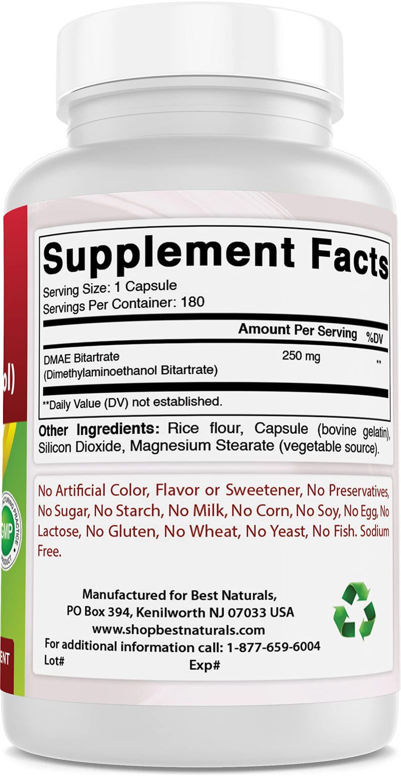 [Australia] - Best Naturals DMAE Supplement 250 mg & Vitamin B1 as Thiamine Mononitrate 100 mg 