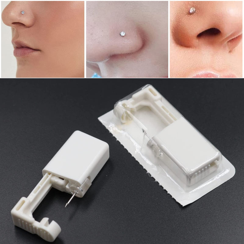 [Australia] - 3 Pack Nose Piercing Kit, Disposable Safety Self Nose Piercing Gun with 10 Piece Nose Rings Studs, Home Nose Percinging Kit Gun Tools 