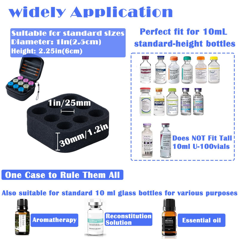 [Australia] - Insulin Fridge Holder Storage Case Insulin Vial Protector Holder Insulin Cooler Travel Case Organizer Fits Standard 10ml U-100 Vials,9-Slot,Black (9 Slots) 9 Slots 