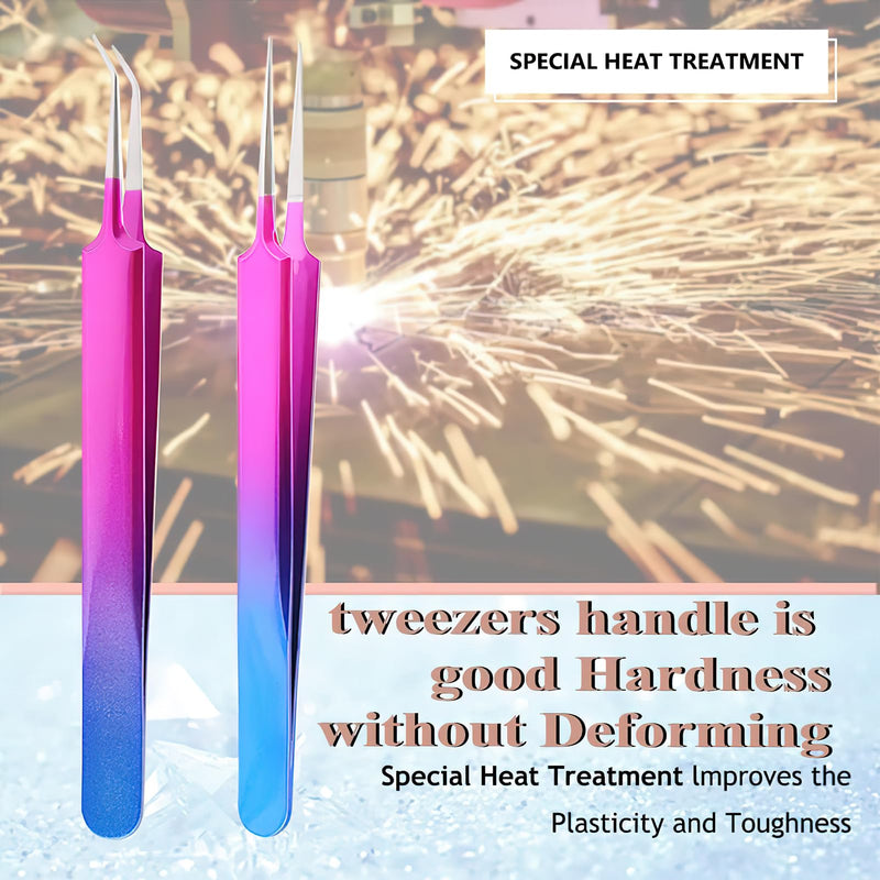 Isolation Lash Tweezers for Volume Eyelash Extension,Professional Precision Stainless Steel Las Purple 6.89inx1.5inx0.79in