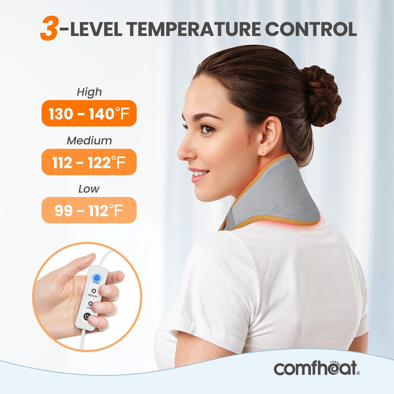 [Australia] - Comfheat USB Neck Heating Pad for Neck Pain Relief Heated Neck Wraps Neck Warmer Hot Compress Heat Packs for Neck Soreness Stiffness Adjustable Temperature Auto Shut Off Neck Heating Pad 