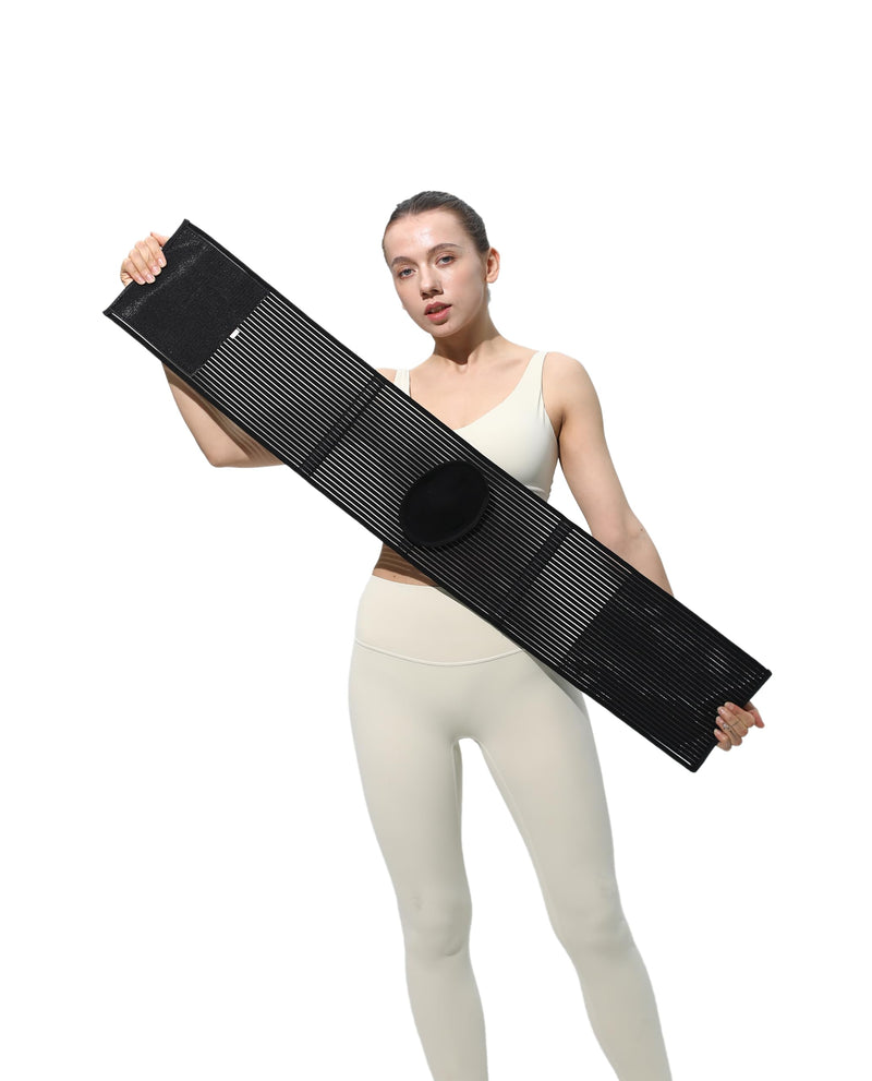 Umbilical Hernia Belt for men & women. Wider Abdominal Binder - 2 x compression pads for naval (double thickness). Hernia support belt (prevent surgery): ventral, epigastric, belly button hernias (L/XL) L/XL (39 to 52 inch umbilical area)