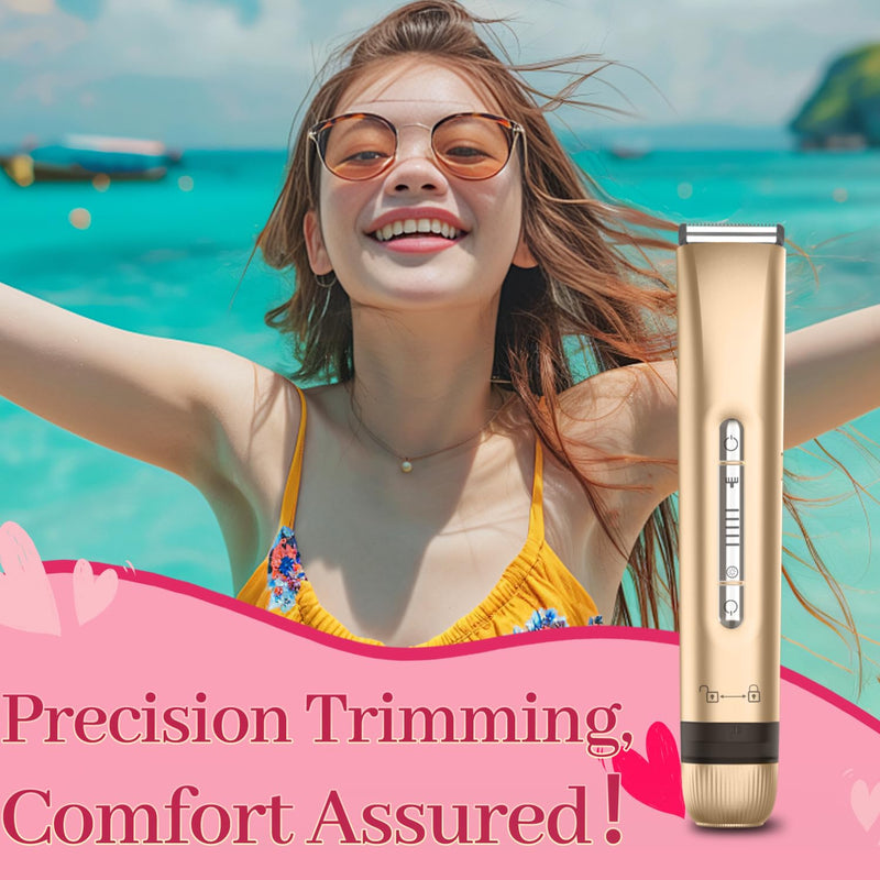 [Australia] - Bikini Trimmer for Women，2 in 1 Electric Shaver Dual Head Bikini Trimmer for Women IPX7 Waterproof Body Hair Trimmer and Facial Hair Remover for Bikini Leg Arm Body Face, Rose Gold 003 