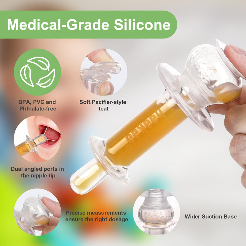 [Australia] - haakaa Baby Medicine Dispenser,Syringe for Liquid,Unique Silicone Ball Design, Dual-Angled Ports,One-Handed Operation,0 Months+ 
