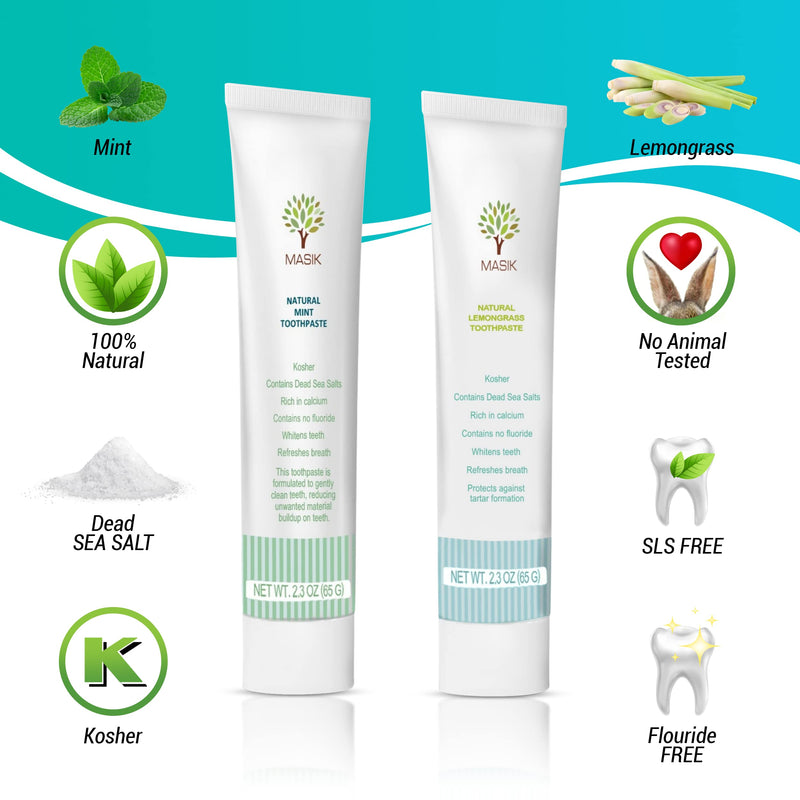 [Australia] - Masik Lemon Grass Natural Toothpaste is formulated for Sensitive Teeth. SLS-Free and Non-Fluoride with Dead Sea Salt to Gently Clean and Whiten Your Smile While Refreshing Your Breath - Pack of 3 