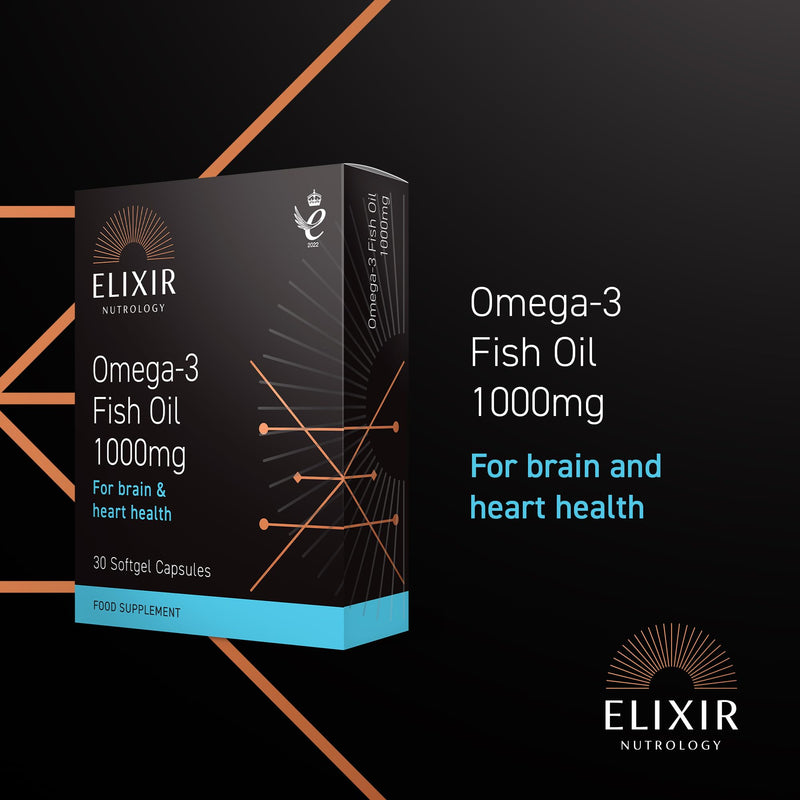 Omega 3 Fish Oil 1000mg Softgel Capsules | Supports Normal Heart & Brain Function | Rich in EPA & DHA with Added Vitamin E | Daily Essential Fatty Acid Support | 30 Softgel Capsules | UK Made