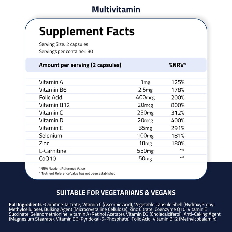 Health - Men's Fertility Combi Supplements - Multivitamins (x60 Capsules) - Omega-3 (x60 Capsules) - 1 Month Supply - Fertility Boosting Ingredients - Supports Healthy Conception
