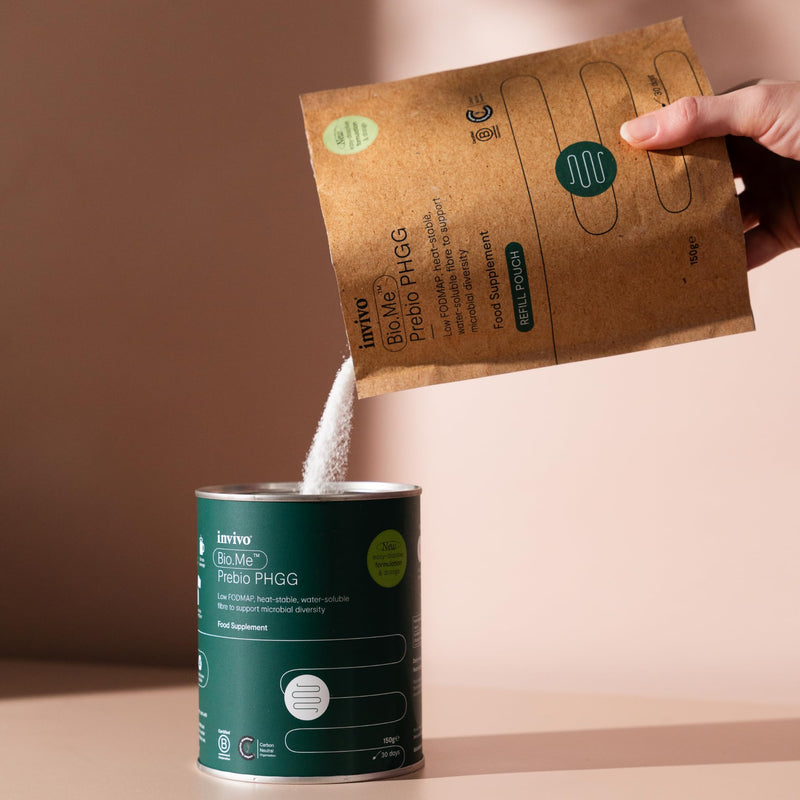 Bio.Me Prebio PHGG Refill Pouch (30 Day Supply) - Prebiotic Fibre Powder Supplement - Water Soluble Fibre to Support Microbial Bacteria Diversity in The Gut - Vegan Friendly & Gluten Free - by Invivo 150g (Pouch)